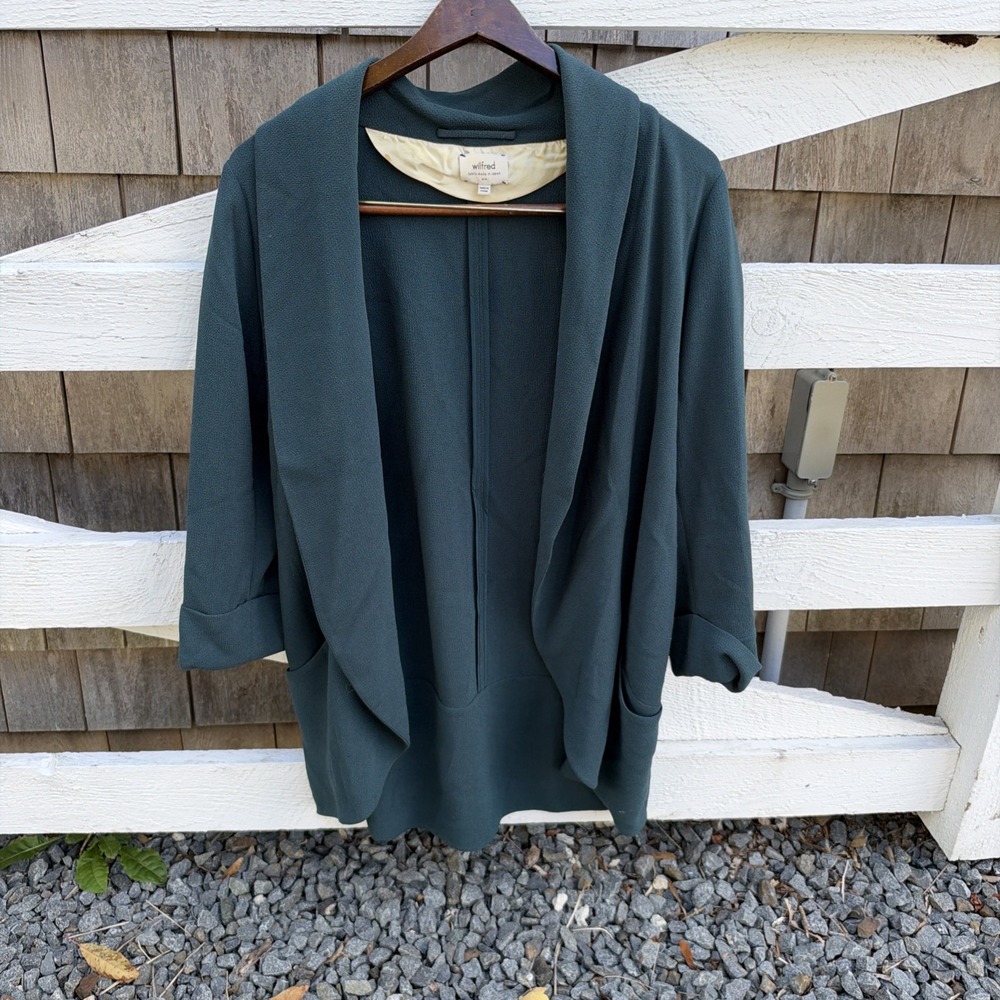 Aritzia Wilfred Black Open Loose Green Cardigan Size Small Vintage, Sz 6
